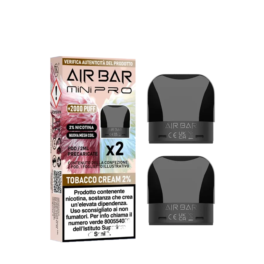 TOBACCO CREAM POD X2 - MINI PRO - AIRBAR - 0 mg/ml - 2ml