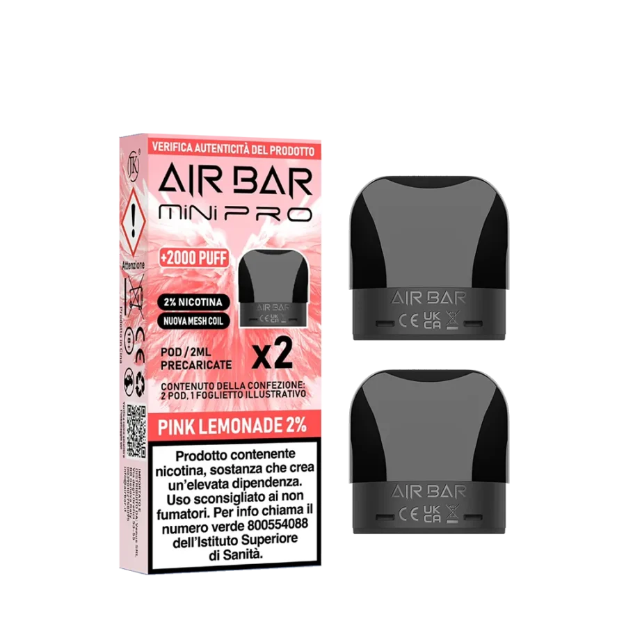 PINK LEMONADE POD X2 - MINI PRO - AIRBAR - 0 mg/ml - 2ml