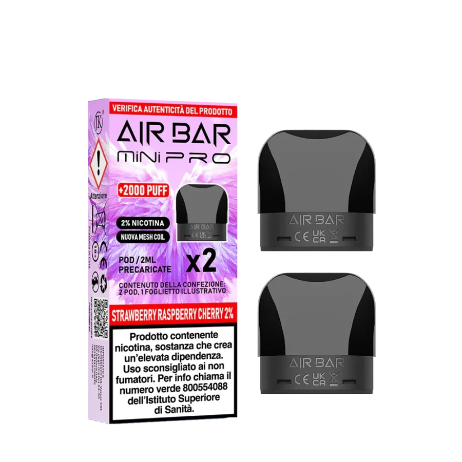 STRAWBERRY RASPBERRY CHERRY POD X2 - MINI PRO - AIRBAR - 0 mg/ml - 2ml
